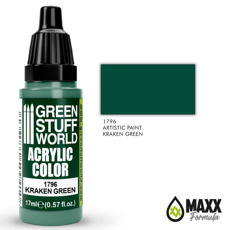 Green Stuff World Acrylic Color Paint - KRAKEN GREEN 17ml - Loaded Dice