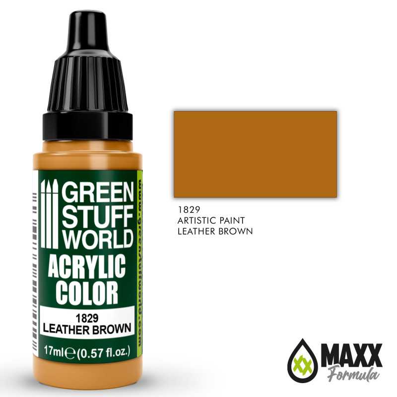 Green Stuff World Acrylic Color Paint - LEATHER BROWN 17ml - Loaded Dice
