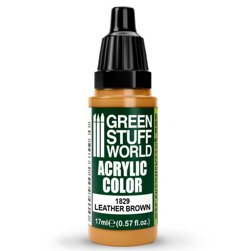 Green Stuff World Acrylic Color Paint - LEATHER BROWN 17ml - Loaded Dice