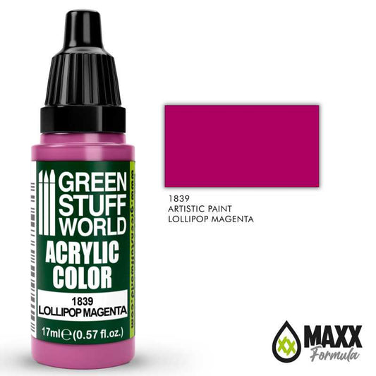 Green Stuff World Acrylic Color Paint - LOLLIPOP MAGENTA 17ml - Loaded Dice
