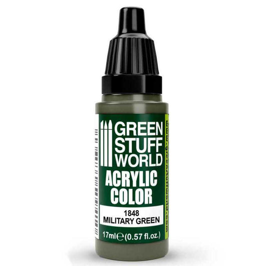 Green Stuff World Acrylic Color Paint - MILITARY GREEN 17ml - Loaded Dice