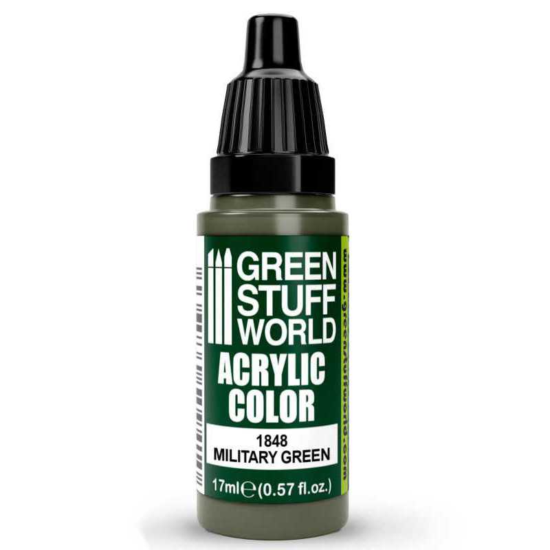 Green Stuff World Acrylic Color Paint - MILITARY GREEN 17ml - Loaded Dice