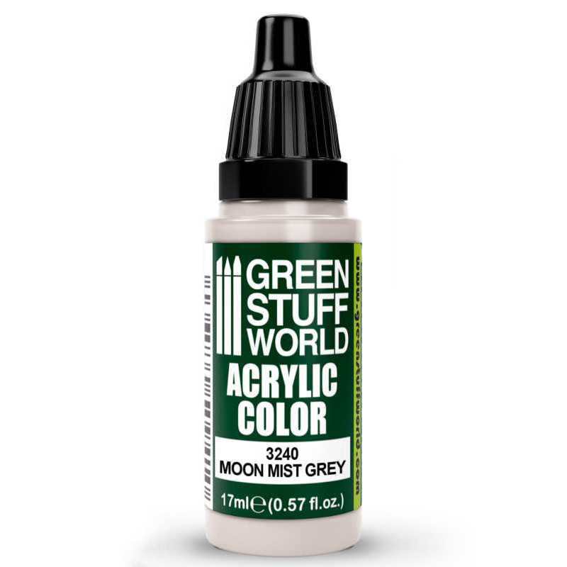 Green Stuff World Acrylic Color Paint - MOON MIST GREY 17ml - Loaded Dice