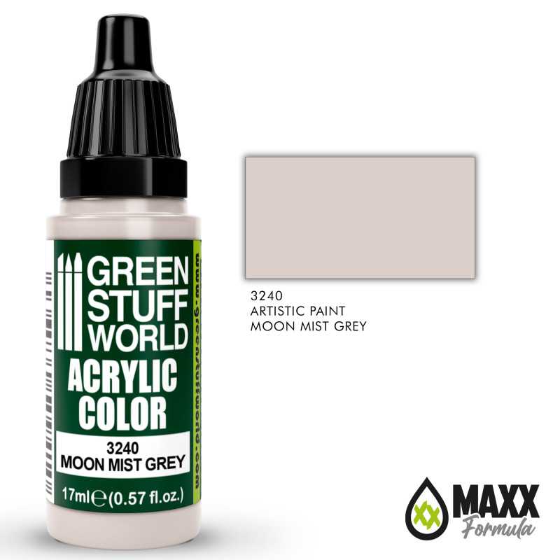 Green Stuff World Acrylic Color Paint - MOON MIST GREY 17ml - Loaded Dice