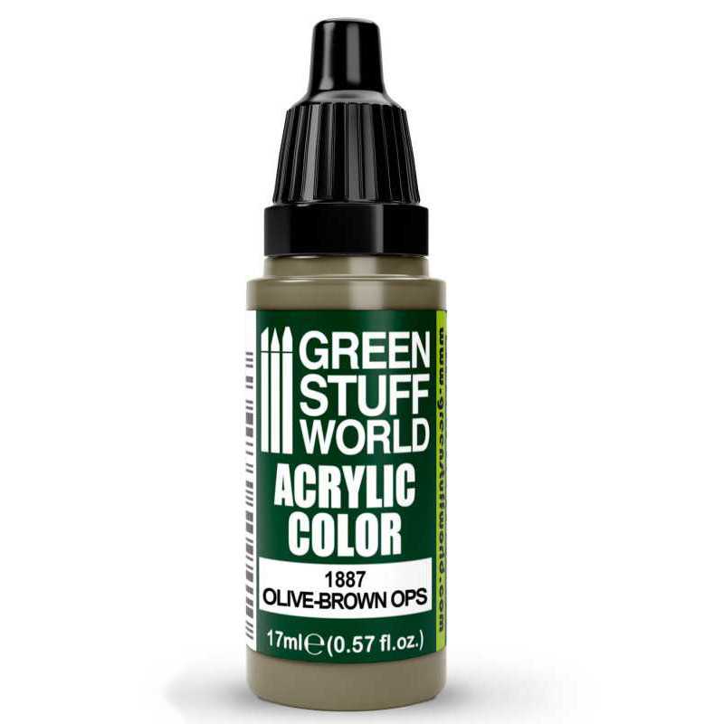 Green Stuff World Acrylic Color Paint - OLIVE-BROWN OPS 17ml - Loaded Dice