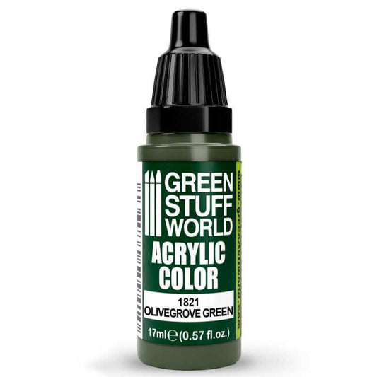 Green Stuff World Acrylic Color Paint - OLIVEGROVE GREEN 17ml - Loaded Dice