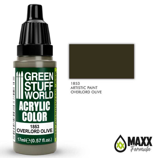 Green Stuff World Acrylic Color Paint - OVERLORD OLIVE 17ml - Loaded Dice