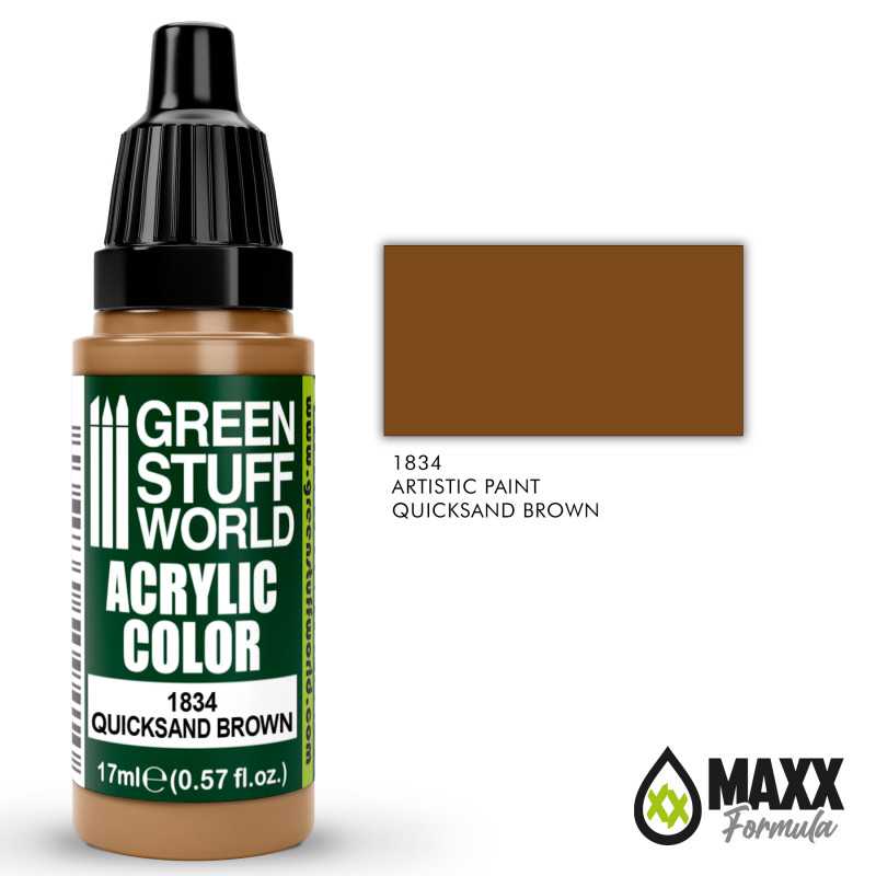 Green Stuff World Acrylic Color Paint - QUICKSAND BROWN 17ml - Loaded Dice