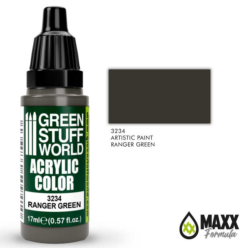 Green Stuff World Acrylic Color Paint - RANGER GREEN 17ml - Loaded Dice