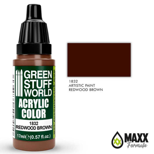 Green Stuff World Acrylic Color Paint - REDWOOD BROWN 17ml - Loaded Dice