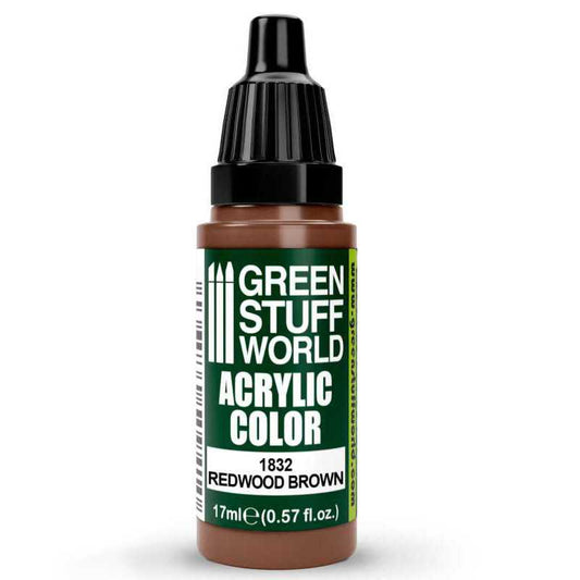 Green Stuff World Acrylic Color Paint - REDWOOD BROWN 17ml - Loaded Dice