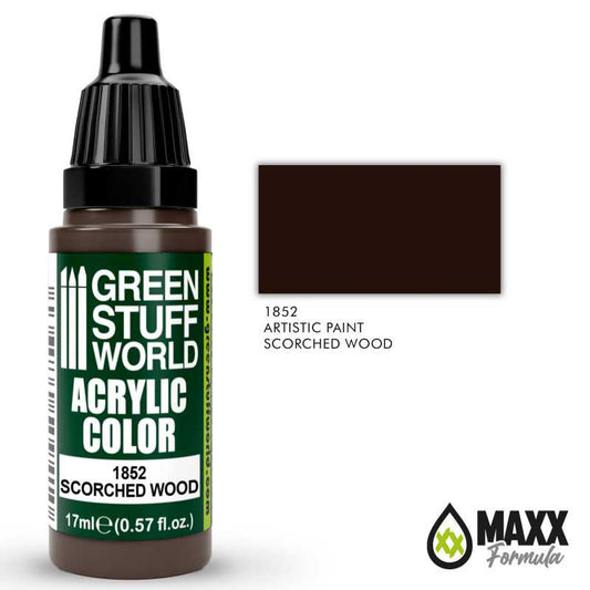 Green Stuff World Acrylic Color Paint - SCORCHED WOOD 17ml - Loaded Dice