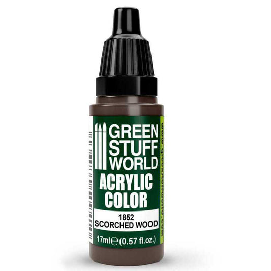 Green Stuff World Acrylic Color Paint - SCORCHED WOOD 17ml - Loaded Dice