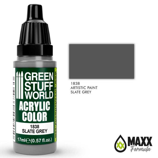 Green Stuff World Acrylic Color Paint - SLATE GREY 17ml - Loaded Dice
