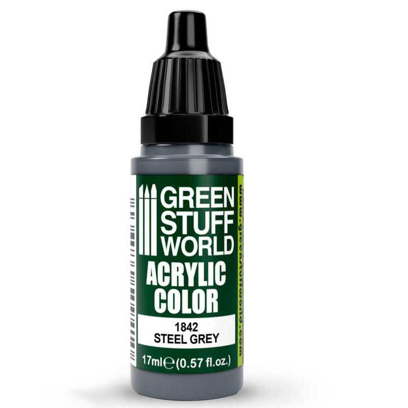 Green Stuff World Acrylic Color Paint - STEEL GREY 17ml - Loaded Dice