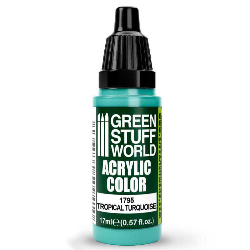 Green Stuff World Acrylic Color Paint - TROPICAL TURQUOISE 17ml - Loaded Dice