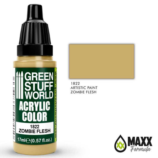 Green Stuff World Acrylic Color Paint - ZOMBIE FLESH 17ml - Loaded Dice