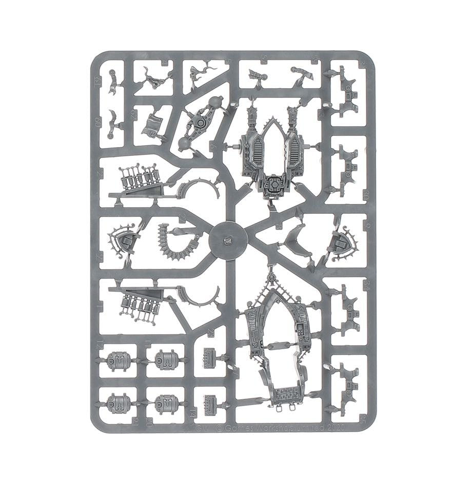 Adepta Sororitas Engines of Redemption unpainted plastic sprue, frame 1 of 3