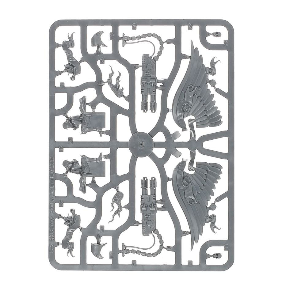 Adepta Sororitas Junith Eruita unpainted plastic sprue, frame 2 of 3