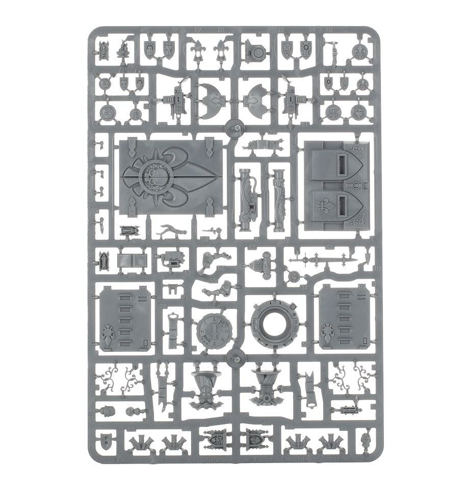 Adepta Sororitas Rhino unpainted plastic sprue, frame 1 of 3