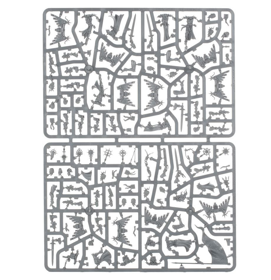 Adepta Sororitas Seraphim Squad unpainted plastic sprues, both frames shown together