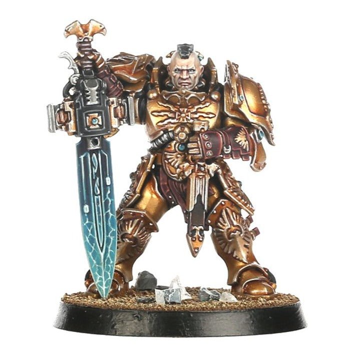 Painted bare-headed Custodian Guard Shield-Captain with sentinel blade and storm shield