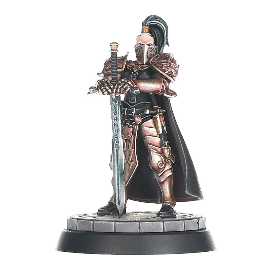 Painted Knight-Centura Aleya of the Sisters of Silence with the relic greatsword Somnus and dark cloak