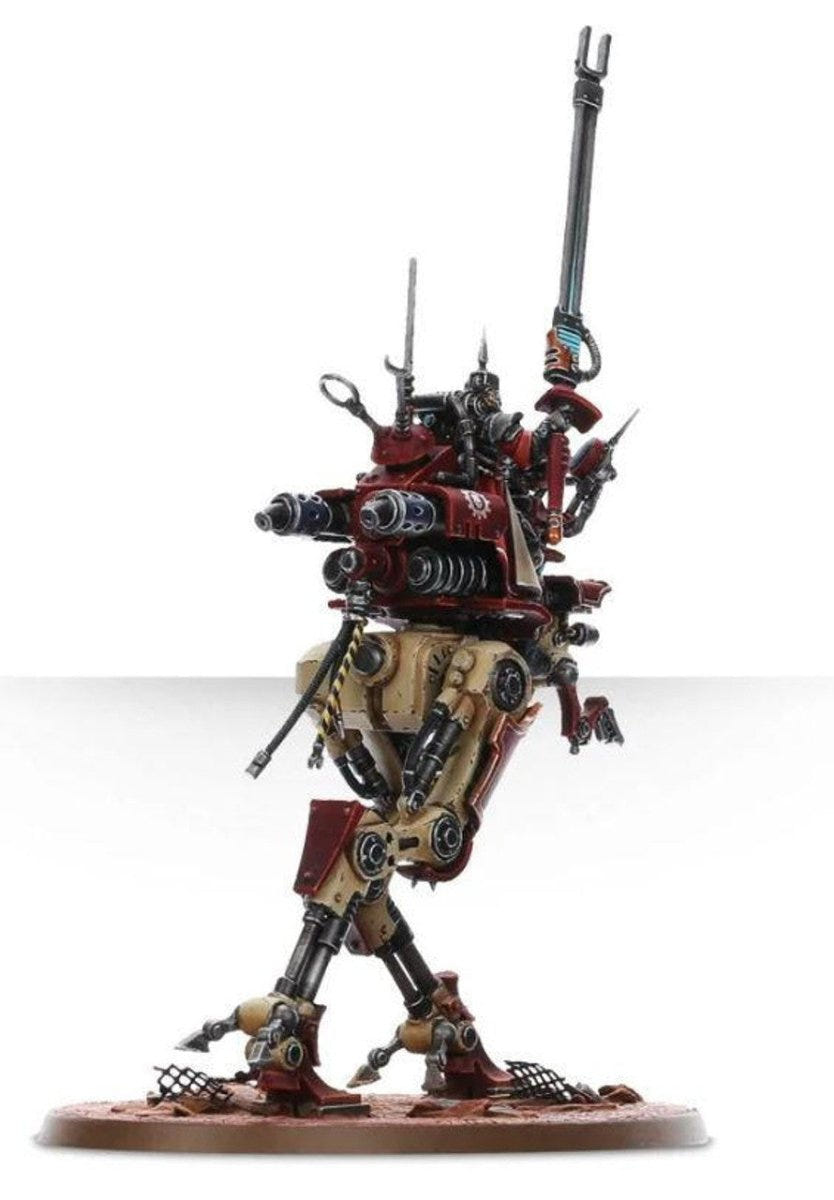 Painted Sydonian Dragoon with taser lance raised, side view on its oval base