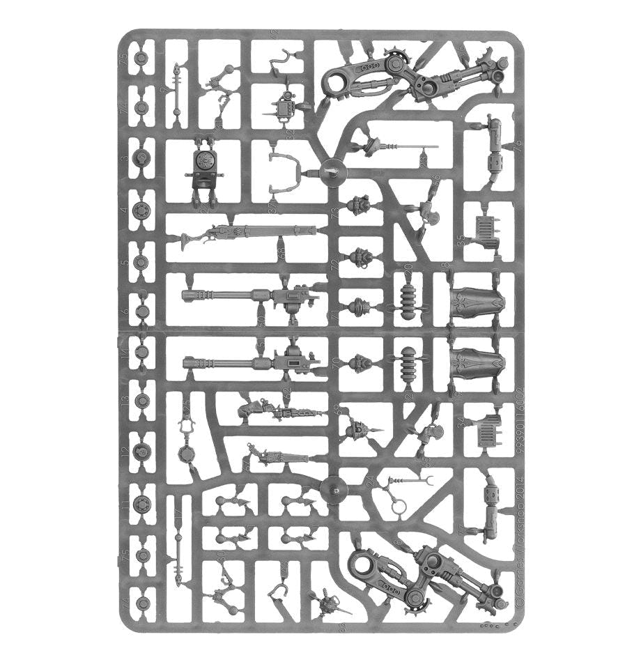 Adeptus Mechanicus Ironstrider unpainted plastic sprue, frame 1 of 2