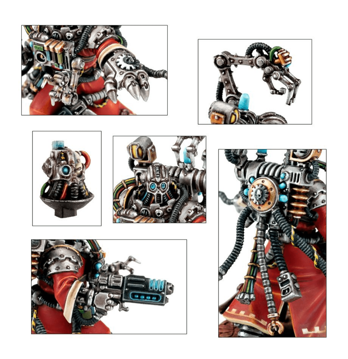 Cybernetica Datasmith close-ups of the painted head, servo-arm, pistol and back detail