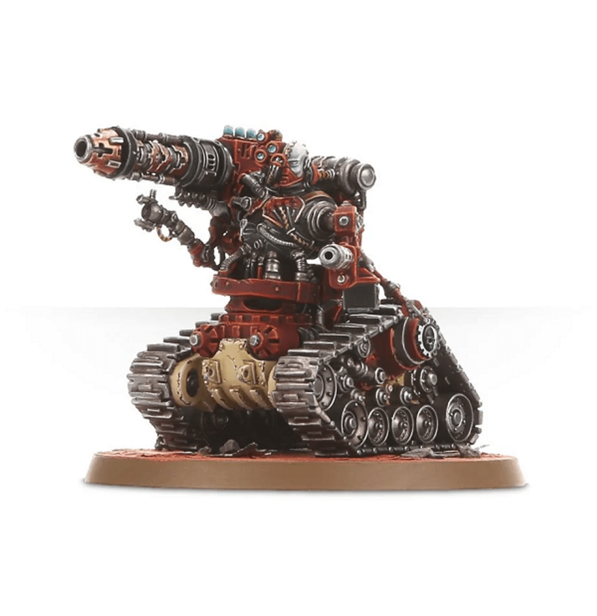 Painted Kataphron Battle Servitor with a long-barrelled heavy weapon, side view