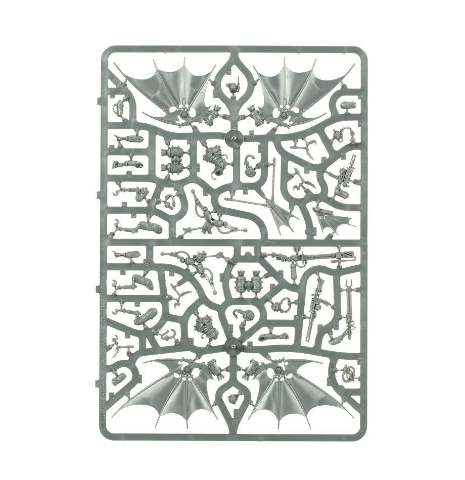 Adeptus Mechanicus Pteraxii Skystalkers or Sterylizors unpainted plastic sprue, frame 1 of 3