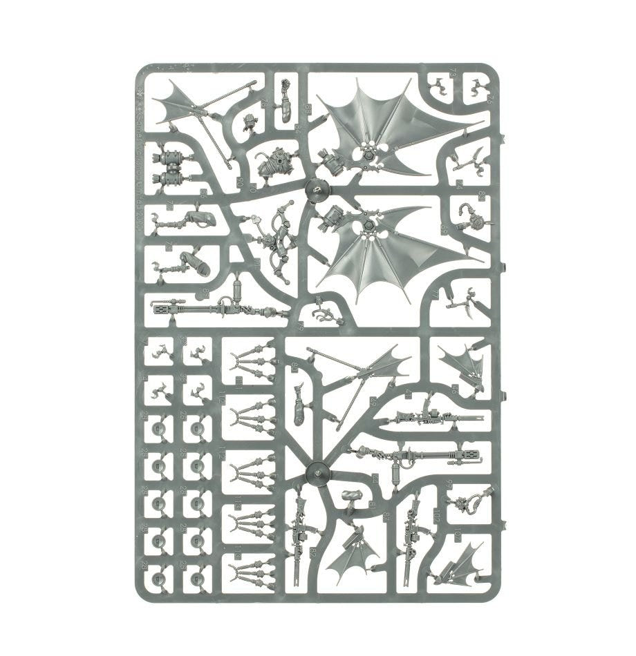 Adeptus Mechanicus Pteraxii Skystalkers or Sterylizors unpainted plastic sprue, frame 3 of 3