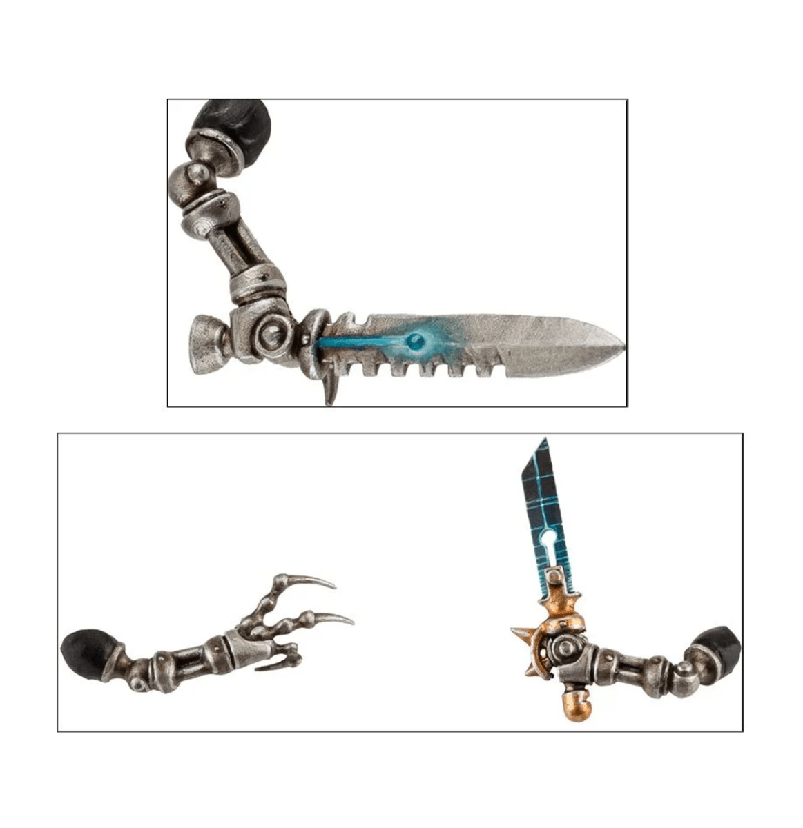 Close-ups of Sicarian transonic blade, chordclaw and blade weapon options