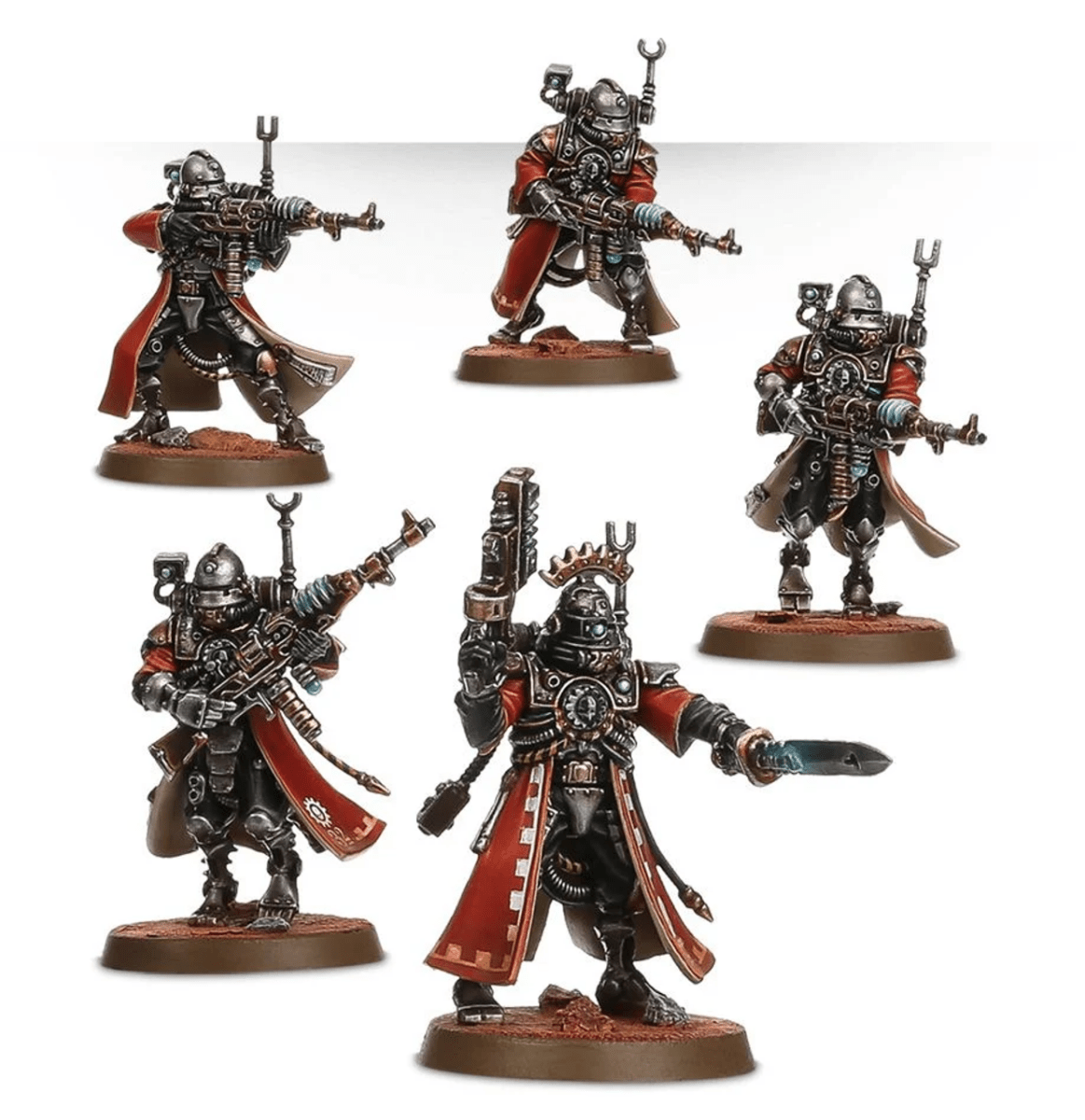 Five painted Skitarii Vanguard with radium carbines and an Alpha with power sword