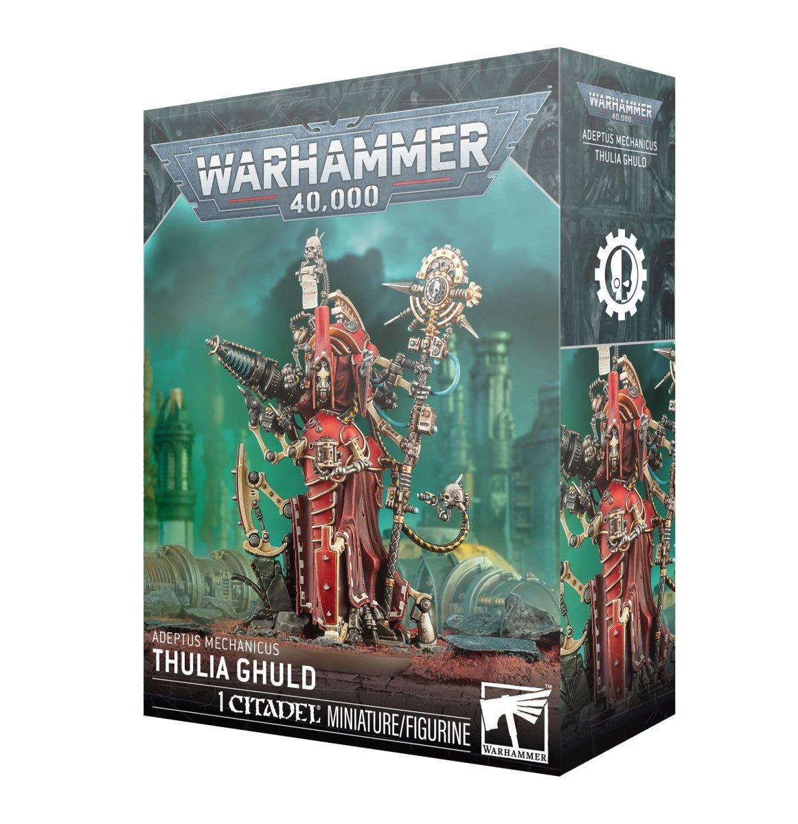 Warhammer 40,000 Adeptus Mechanicus Thulia Ghuld box front, one Citadel miniature, Games Workshop