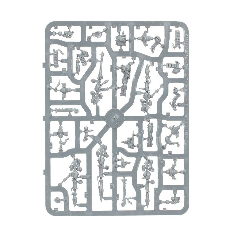 Aeldari Dark Reapers unpainted plastic sprue, frame 3 of 3