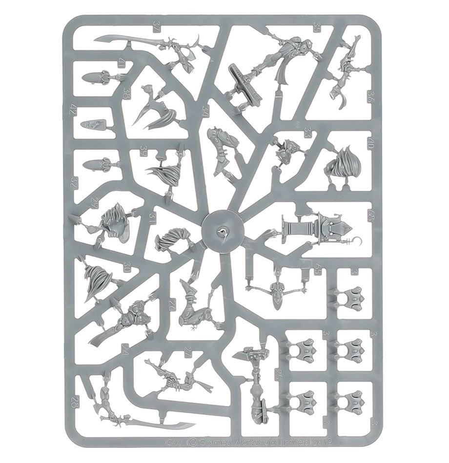 Aeldari Howling Banshees unpainted plastic sprue, frame 2 of 3