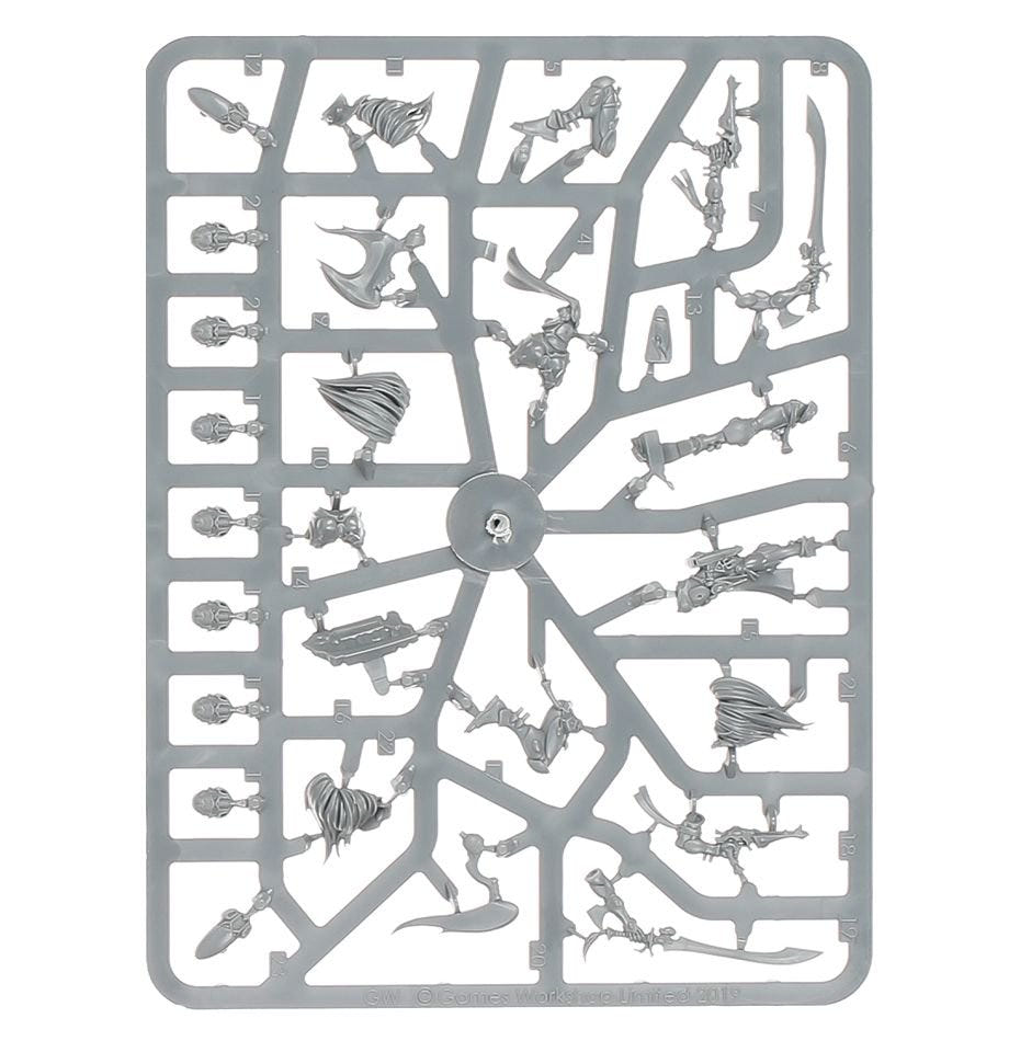Aeldari Howling Banshees unpainted plastic sprue, frame 3 of 3