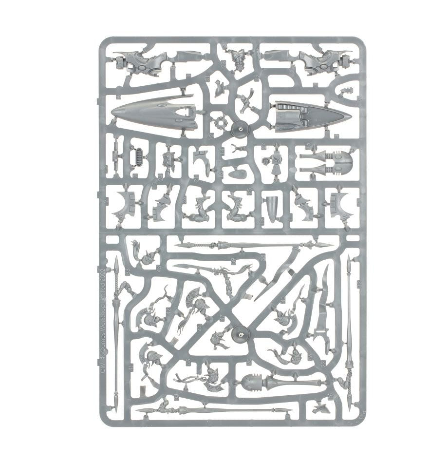 Aeldari Shining Spears unpainted plastic sprue, frame 2 of 2