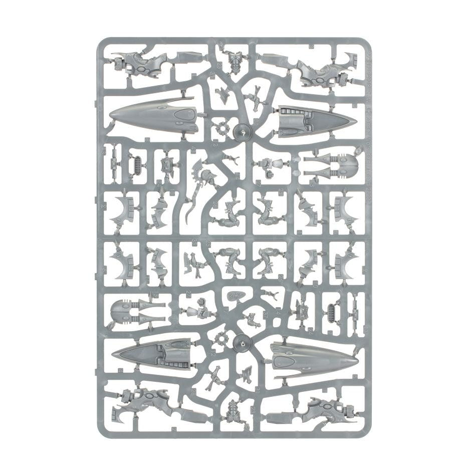 Aeldari Shining Spears unpainted plastic sprue, frame 1 of 2