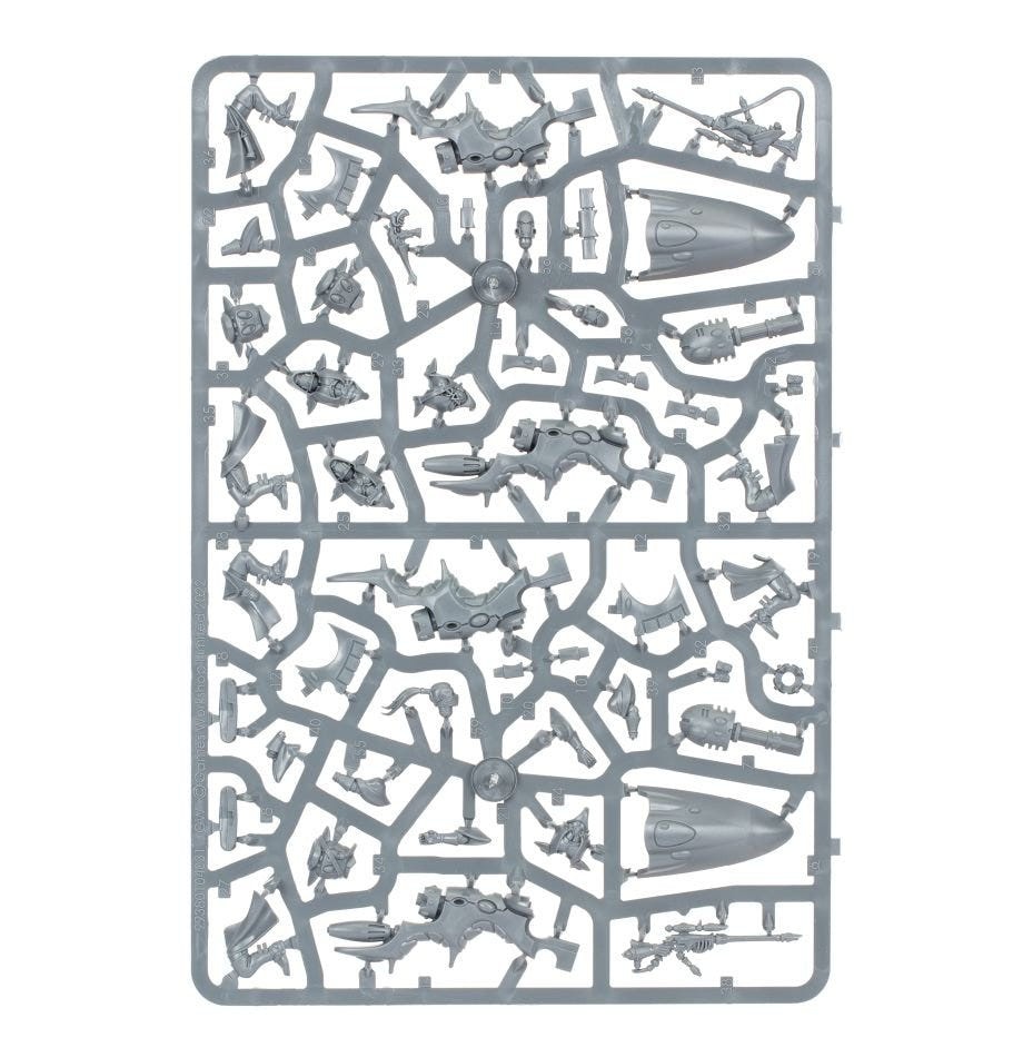 Aeldari Shroud Runners unpainted plastic sprue, frame 1 of 2
