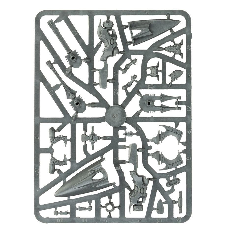 Aeldari Windriders unpainted plastic sprue, frame 1 of 1