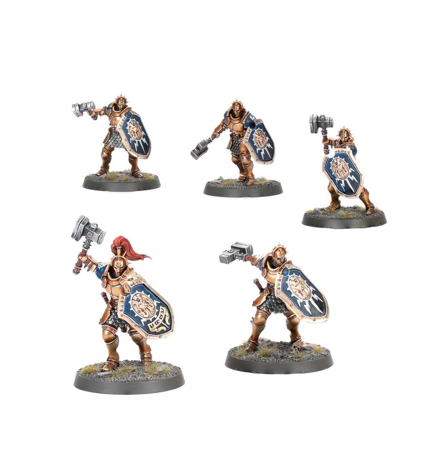 Painted Stormcast Eternals Liberators with hammers and shields from the Introductory Set