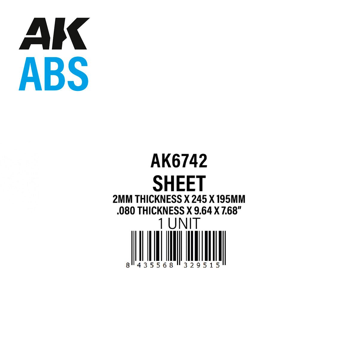 AK Interactive - 2mm Thickness x 245 x 195mm - ABS Sheet - Loaded Dice