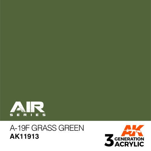 AK Interactive 3rd Gen Air Series A-19f Grass Green AK11913 colour swatch, a muted olive green