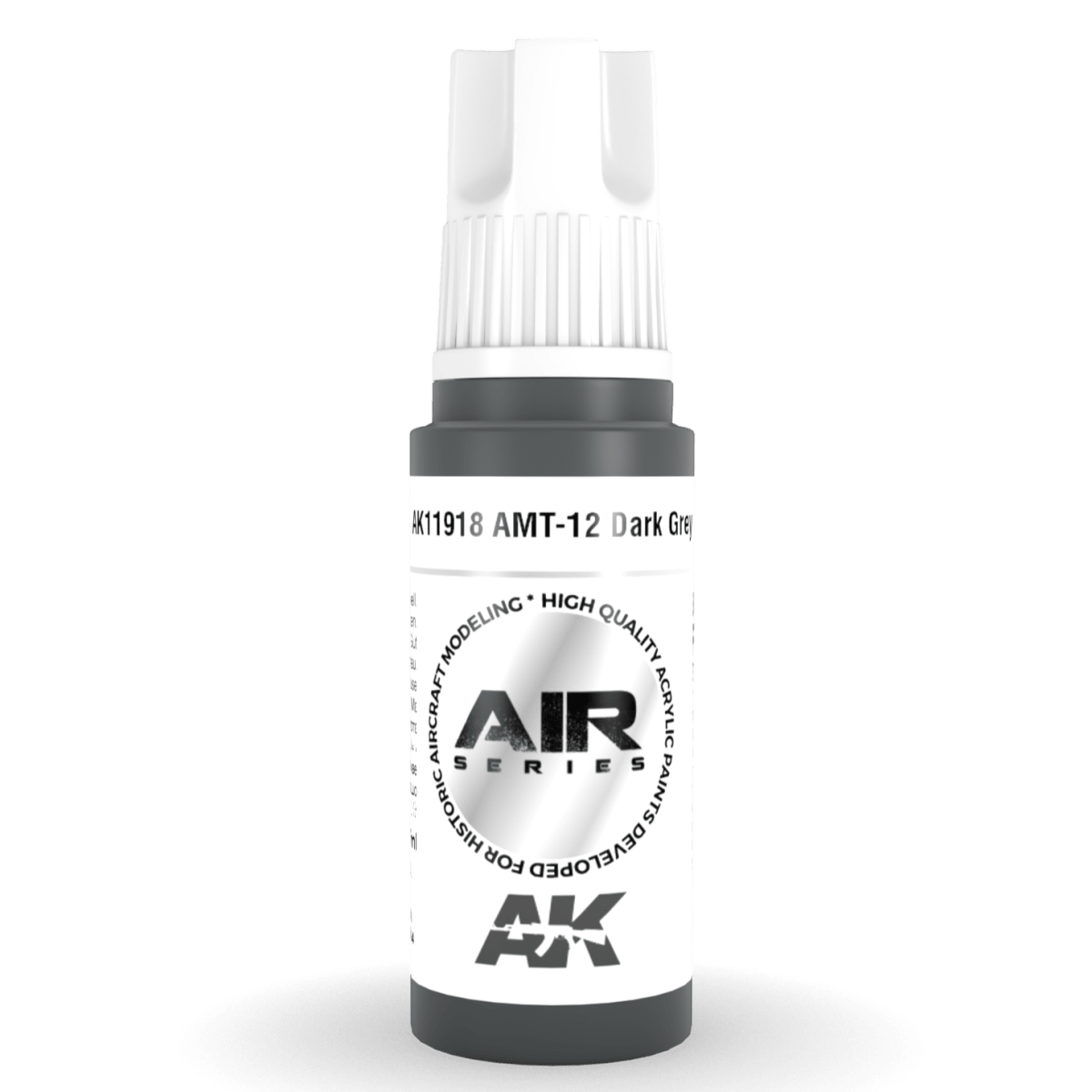 AK Interactive 3rd Generation acrylic paint AMT-12 Dark Grey 17ml dropper bottle