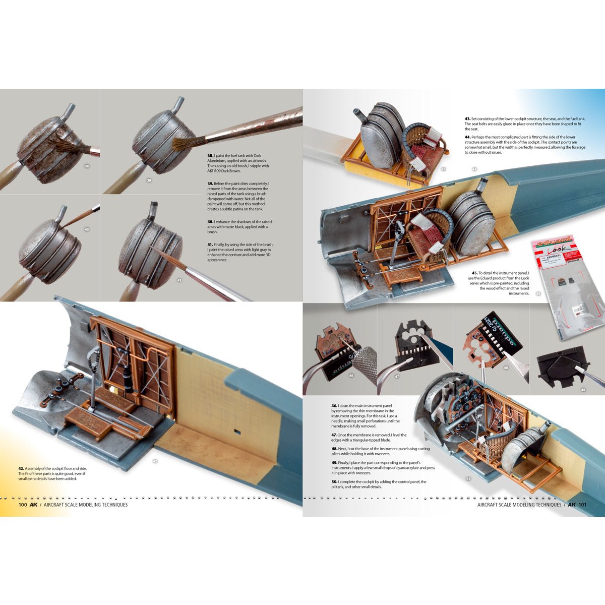 AK Aircraft Scale Modeling Techniques spread on painting radial engine cylinders and fuselage framework
