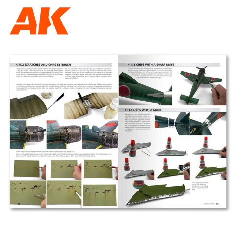 Aircraft FAQ book pages on paint chipping by brush, sharp edge and mask on a fighter model