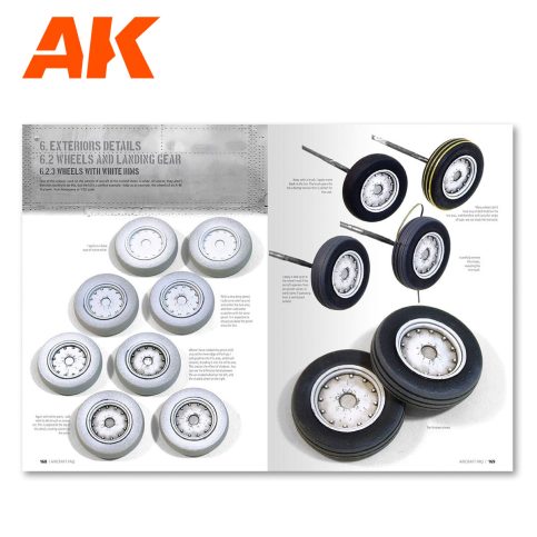 AK Interactive Aircraft FAQ spread on exterior details, wheels and landing gear